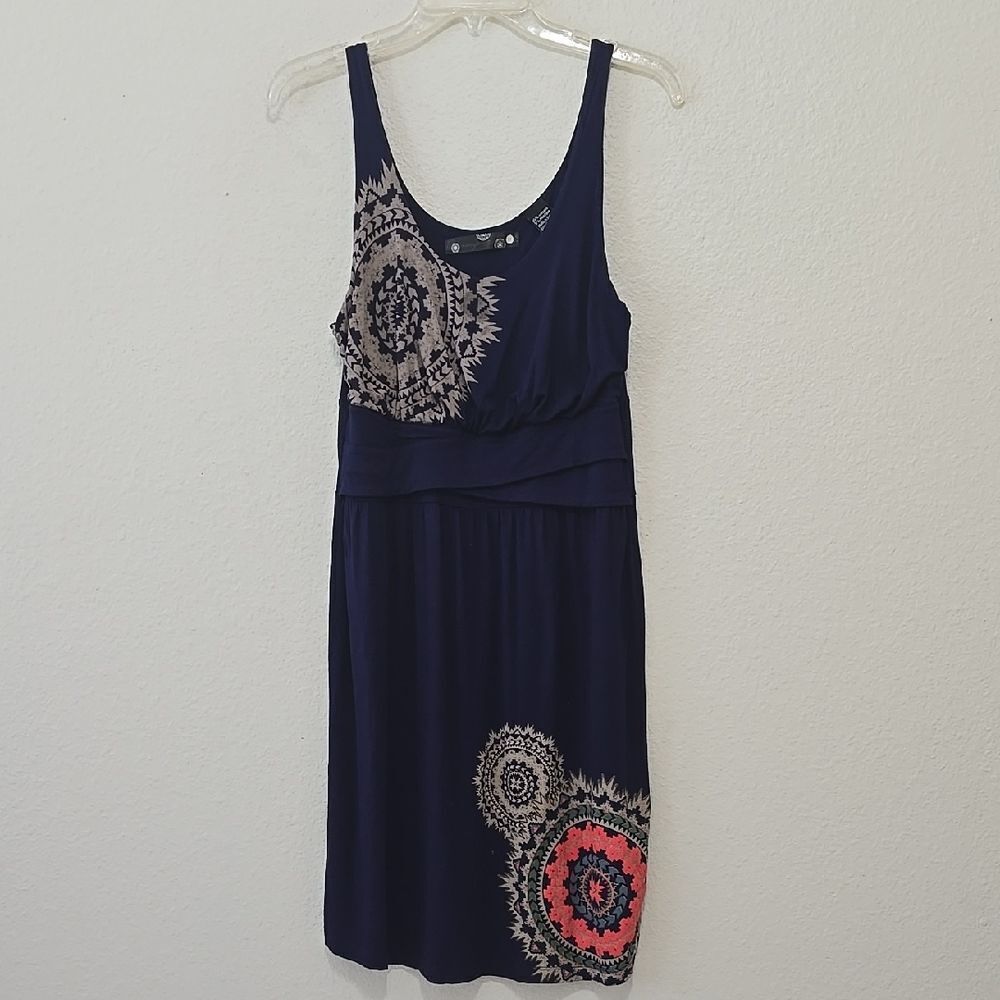 Desigual Blue Silver Embellished‎ Ribbed Sundress medium